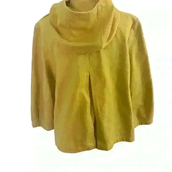 Gap Women’s Yellow Denim Hooded Jacket Lightweight Zipper w epaulettes Size M - Picture 4 of 7